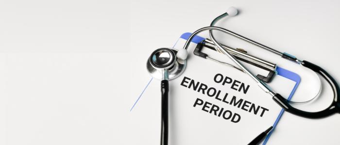 Decorative image with "Open Enrollment Period"